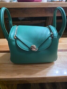 Green Leather Crossbody Shoulder Bag